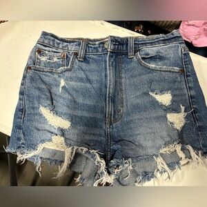 Abercrombie & Fitch Blue High Rise Denim Shorts 2/26 the Mom Short